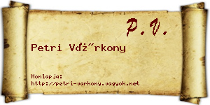 Petri Várkony névjegykártya